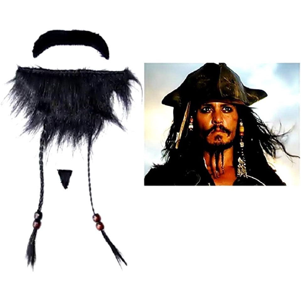Kumis Jenggot pirates bajak laut jack sparrow kepang halloween cosplay