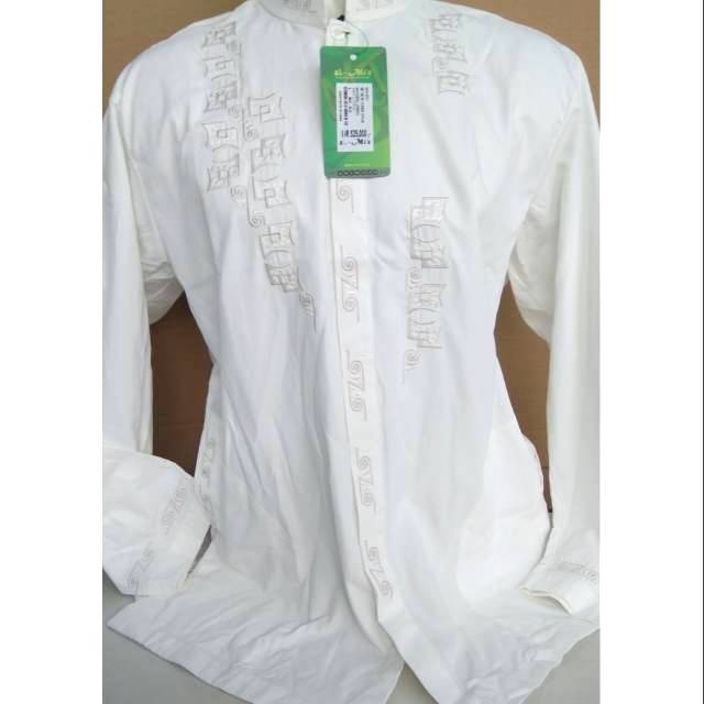 Baju Koko ALMIA AL MIA MT tangan Panjang oblong Pria pakaian Putih Original gamis Makassar Katun