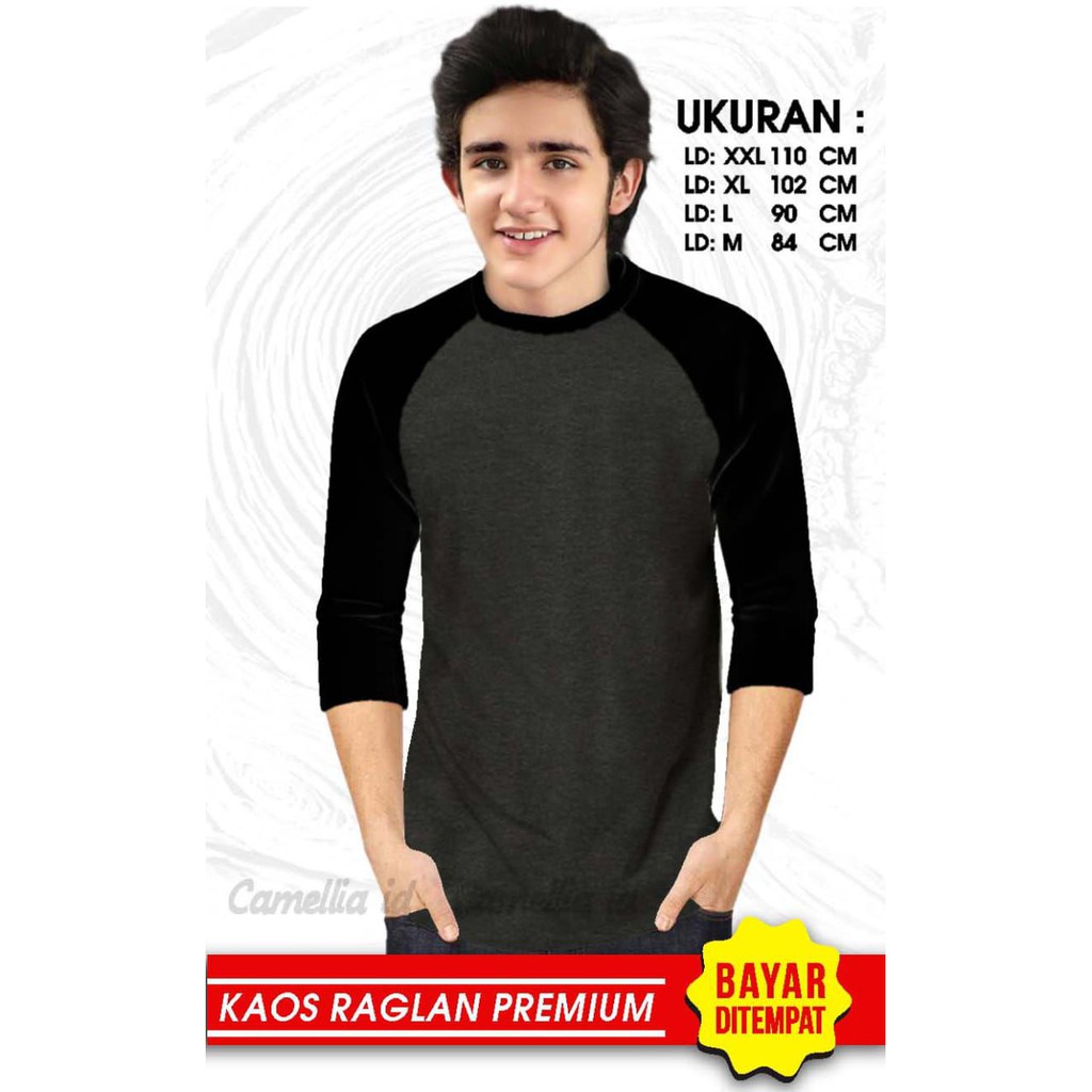 Kaos Raglan (POLOS)/Kaos Pria Lengan 3/4/ Kaos Pria/ Kaos Cowok/ Kaos Oblong/Misty/Oblong