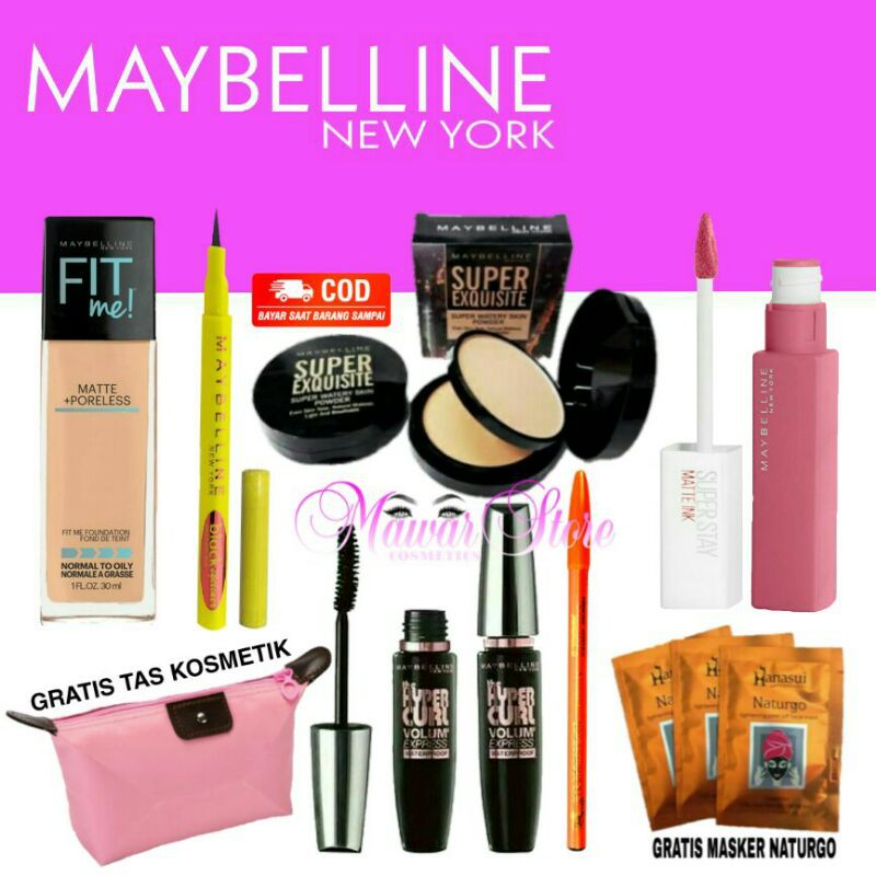 Paket Kosmetik Maybellin lengkap 7 in 1 / Make Up Lengkap Paket Hemat