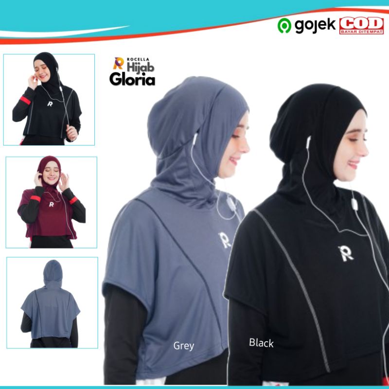 Jual Jilbab Hijab Kerudung Sport Sporty Olahraga Bolero Earphone Gloria Rocella Shopee Indonesia