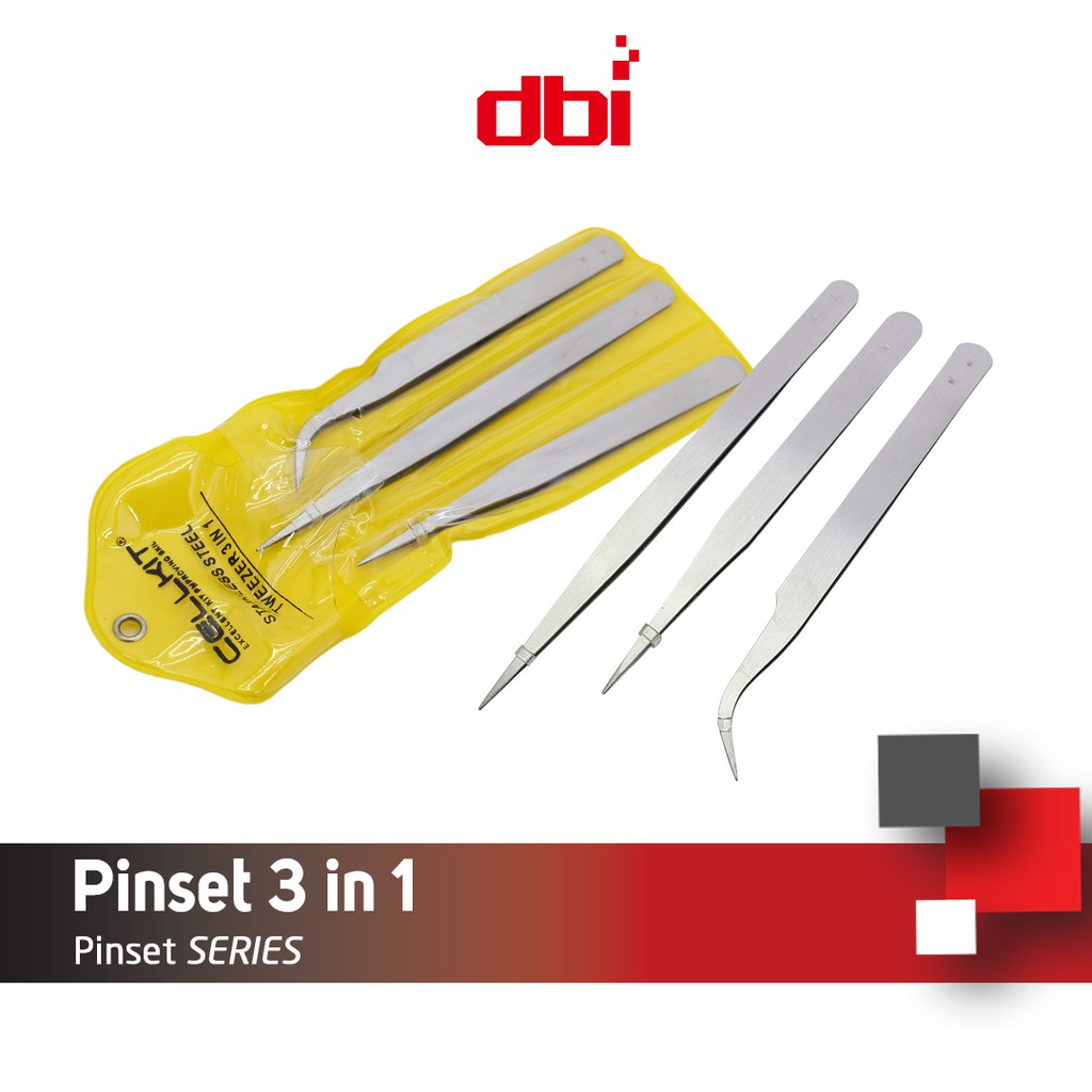 Pinset 3in1 CELLKIT Pinset Servis HP Pinset Anatomi Kedoketeran Medis (Bengkok, Lurus, Ujung Tumpul) Stainless