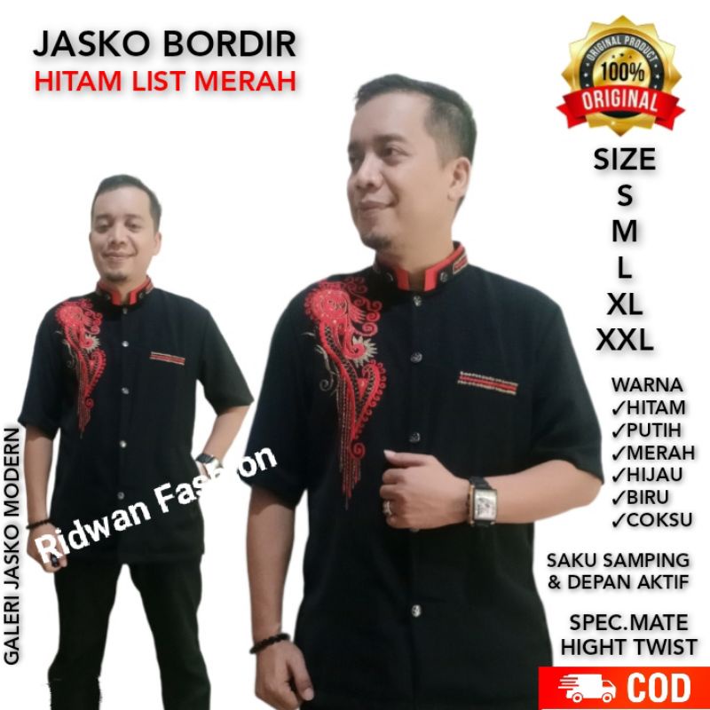 Jas Koko dewasa hitam Bordir | Jasko  dewasa terbaru | Jas Koko lengan pendek | Jasko Hitam Bordir