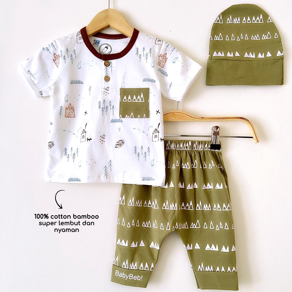 BERSERTIFIKASI SNI BOHOCHICK BABYBEB Baju Setelan Kaos Topi Celana Pergi Jalan Lucu Fashion Anak Bayi Cowok Laki Terlaris Murah BOHO FOREST
