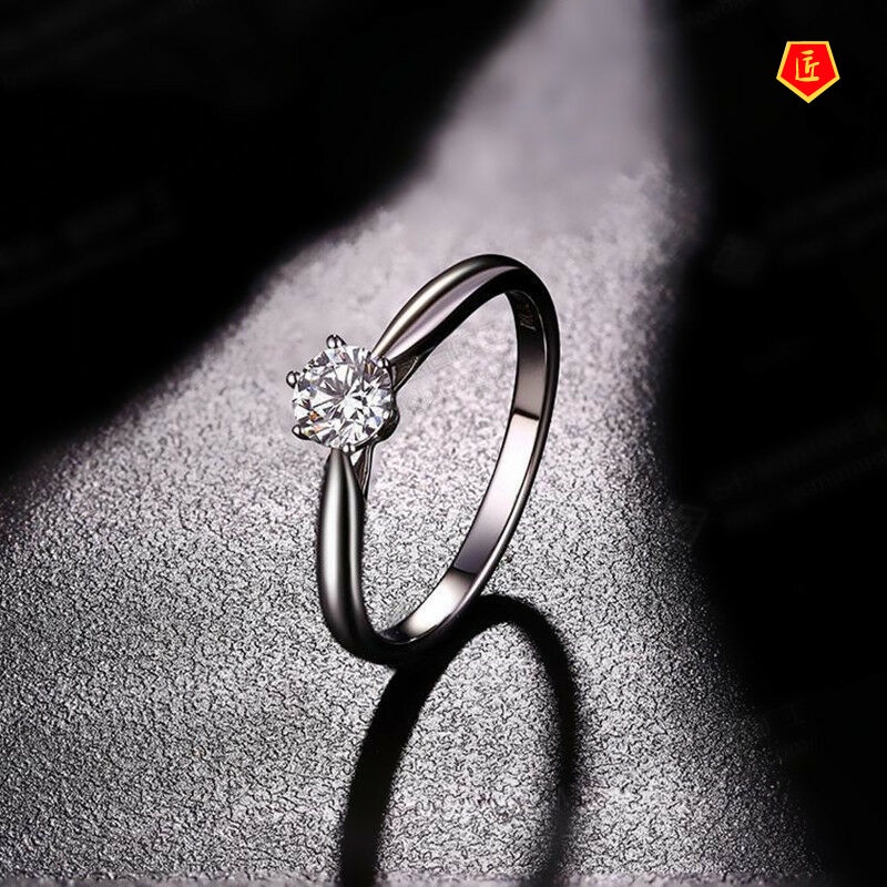 [Ready Stock]Simple Classic 925 Silver Inlaid Diamond Ring