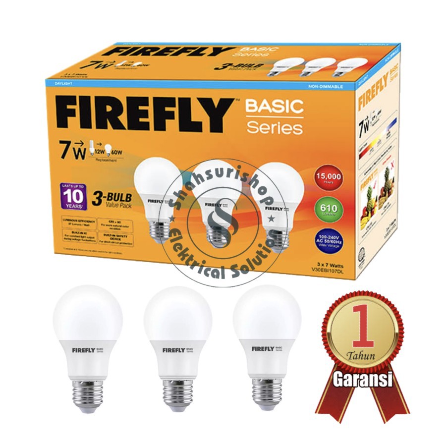 LAMPU LED MURAH ISI 3 FIREFLY 7 W WATT BY MEVAL TERANG DAN BERGARANSI