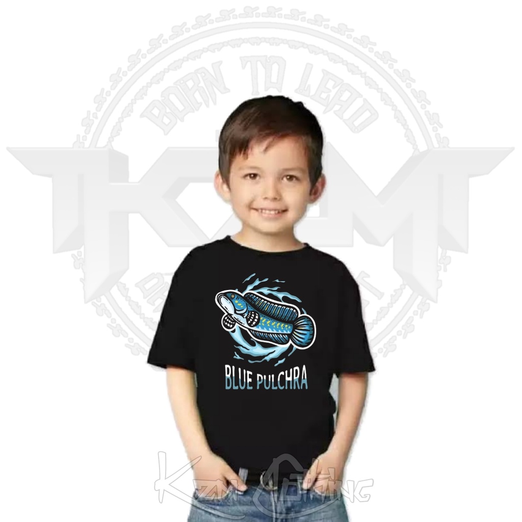 TSHIRTS KAOS ANAK BAJU ANAK LAKI LAKI IKAN CHANNA / BAJU ANAK ANIMAL SNAKEHEAD CHANNA FISH BLUE PULC