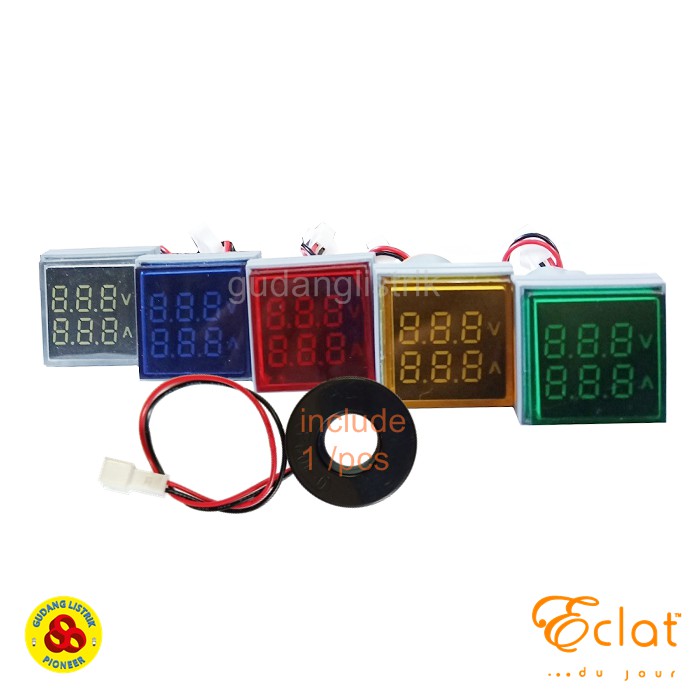 Pilot Lamp LED Volt Amp Meter 22mm 0-100A 20-500V Square LED Indicator