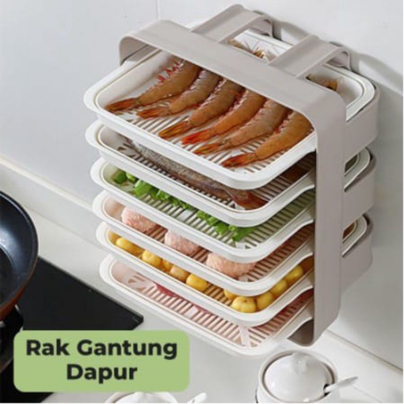 (COD) Rak Sayur 6 Susun Tempel Dinding / Rak Dinding Dapur