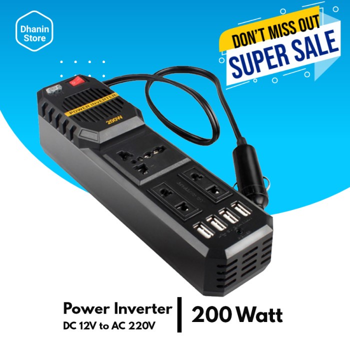 Power Kit Modul Inverter Inventer inferter Dc 12v To Ke Ac 220v Mobil PSW 200 Watt