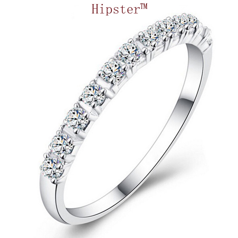 Popular Fashion Couple Inlaid Single Row Diamond Strip Platinum Romantic Ring
