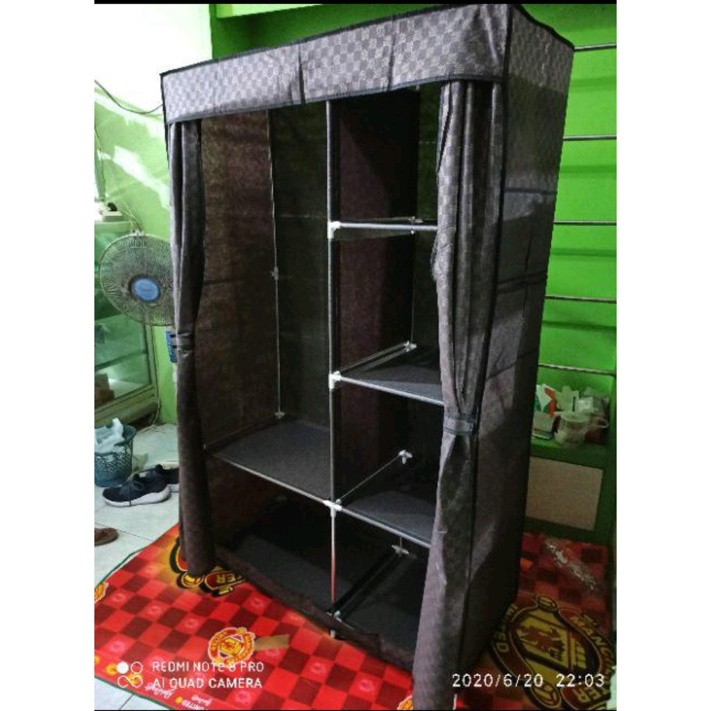 Lemari pakaian rak besi single portable