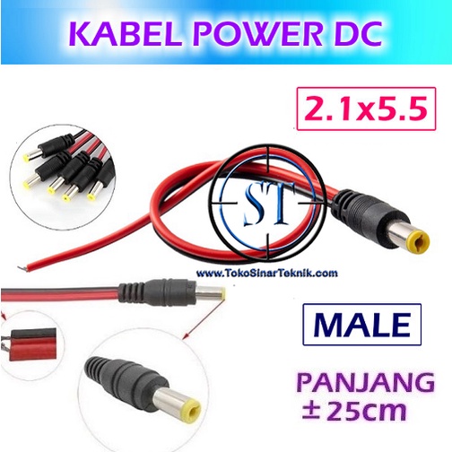 kabel Power Dc Male / Female Jack 2.1x5.5mm Wire Connector Colokan Cable CCTV DC Buntung DIY Adaptor