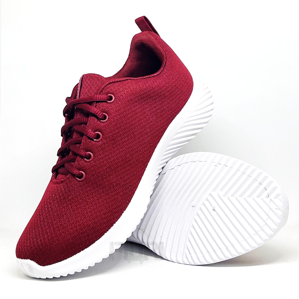 FIURI - Ando Original - NICKLAUS 39-43  Merah Tua - Sepatu Kets Pria - Sepatu Sneakers Pria - Sepatu Olahraga Sport Pria - Sepatu Casual - Sepatu Jogging Lari Fitness Gym Senam Pria - Sepatu Sekolah Bertali SMP SMA