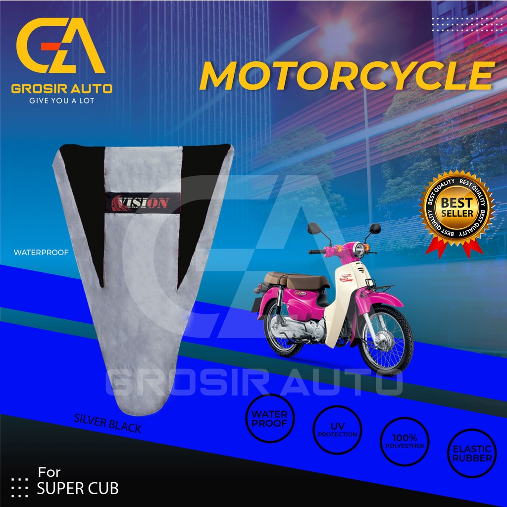 Cover Motor / Selimut Pelindung  Sarung Motor / Penutup Motor Super Cub Vision Silver Hitam Waterproof