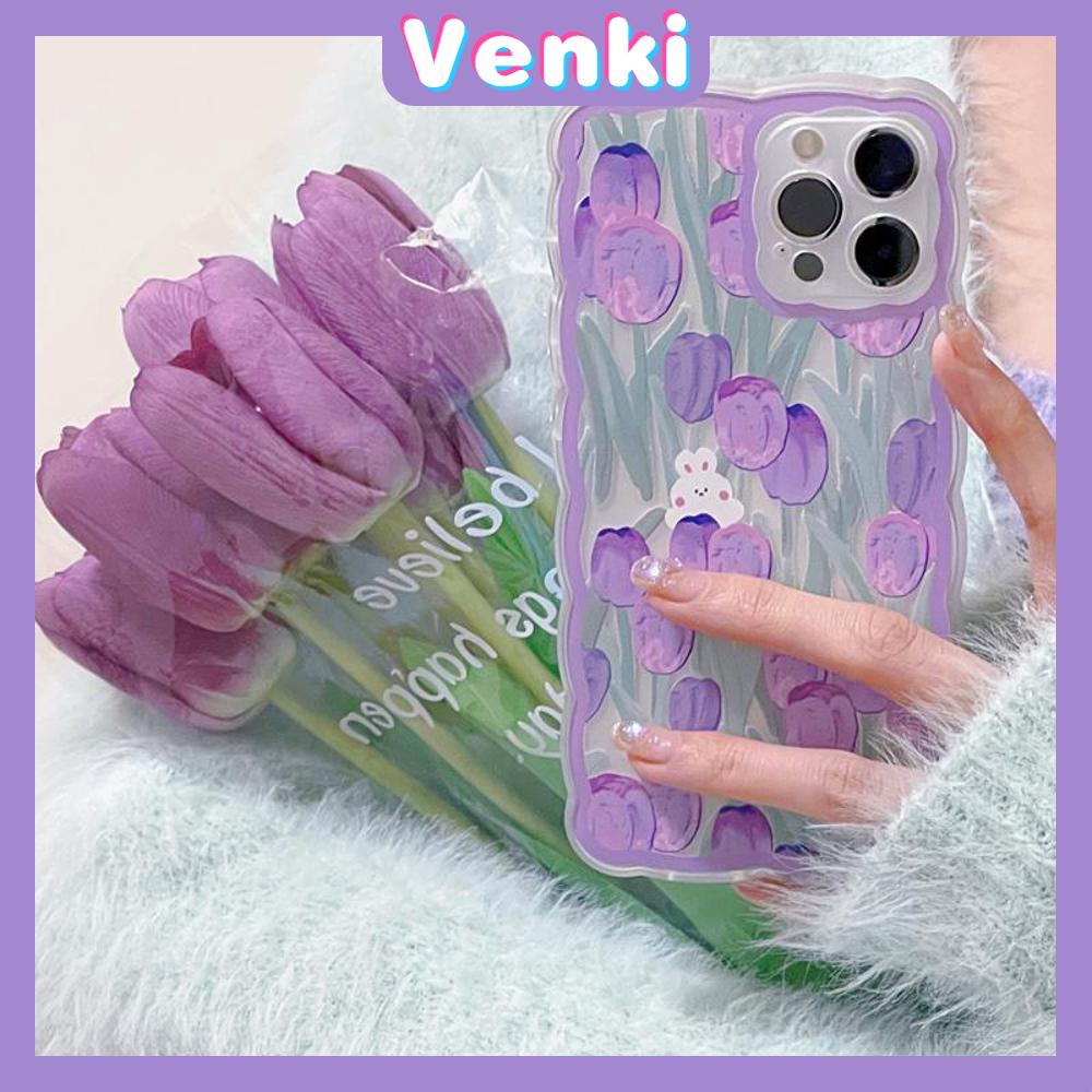 iPhone Case Silicone Soft Case Clear Case Wave Non-Slip Shockproof Camera Full Coverage Protection Purple Tulip For iPhone 13 Pro Max iPhone 12 Pro Max iPhone 11 iPhone 7 Plus