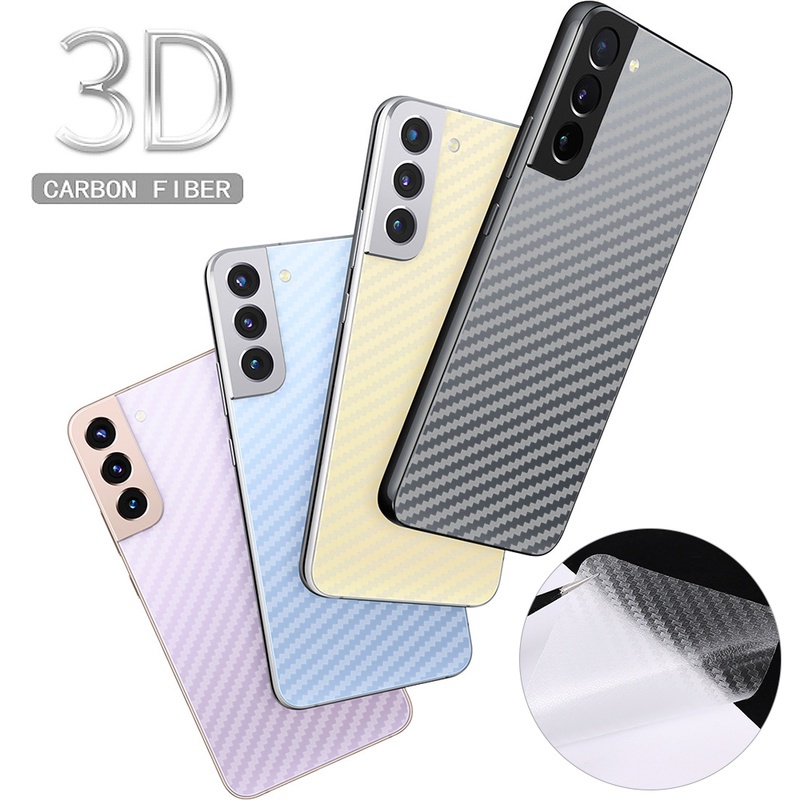 Film Pelindung Belakang Bahan Serat Karbon 3D Translucent Anti Gores Tahan Debu Untuk Samsung S22