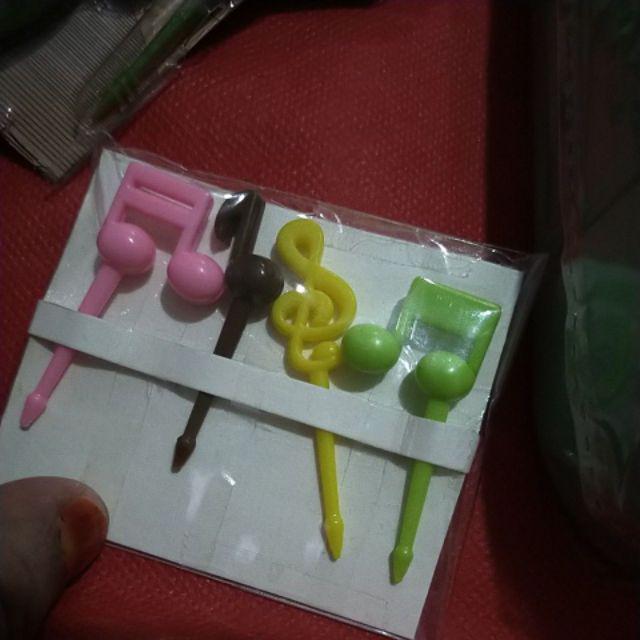 16 Pcs Garpu Buah & Kue / Food Picks / Tusuk Bento Lucu Unik Bentuk Melodi