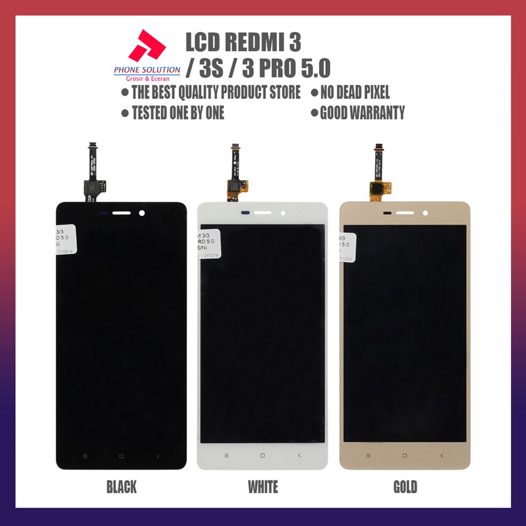 LCD Xiaomi Redmi 3 / LCD Xiaomi Redmi 3s / LCD Xiaomi Redmi 3 Pro Fullset Touchscreen // Supplier LCD Xiaomi Mi - Garansi 1 Bulan