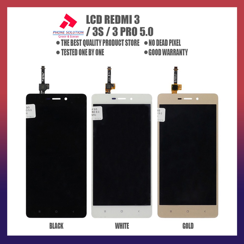 LCD Xiaomi Redmi 3 / LCD Xiaomi Redmi 3s / LCD Xiaomi Redmi 3 Pro Fullset Touchscreen // Supplier LCD Xiaomi Mi - Garansi 1 Bulan