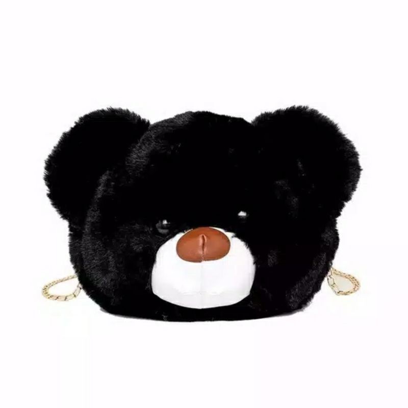 Tas Selempang Wanita Bulu Motif Boneka ENJELY BEAR Selempang Tali Rante Empuk Soft Fluffy Gemoy