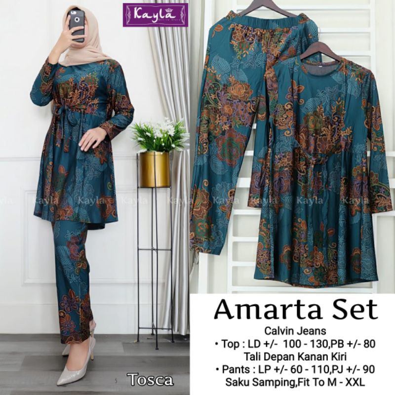 AMARTA SET / SETELAN KULOT BAHAN CALVIN JEANS YG MELAR NYAMAN ORI BY KAYLA CLAUDYA SOLO SURAKARTA