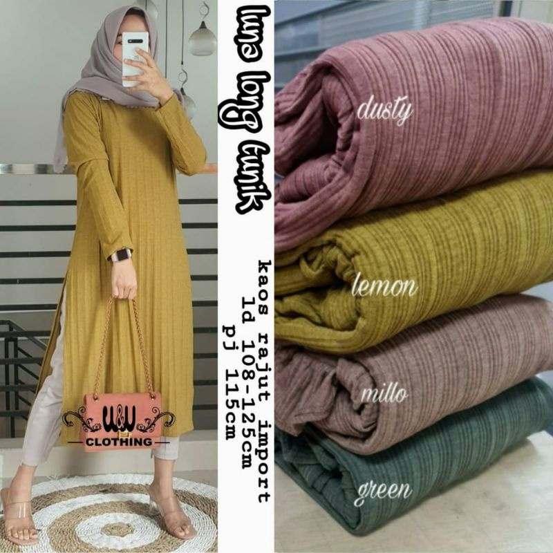 LUNA LONG TUNIK ,ATASAN WANITA KAOS  RAJUT KNIT