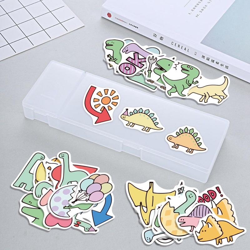 Kartun dinosaurus stiker ponsel case epoxy kreatif jurnal bahan air lucu kaca graffiti tangan Buku s