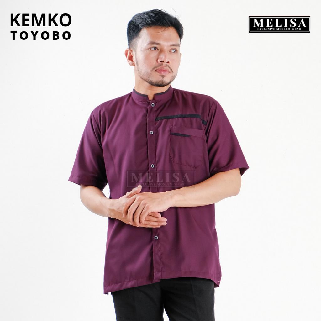 Baju Koko Pria Kemko Lengan Pendek Bahan Katun Toyobo Motip Simpel Dan Elegan Size M L XL Baju Muslim Polos Promo Baju Muslim Terbaru-Warna Magenta