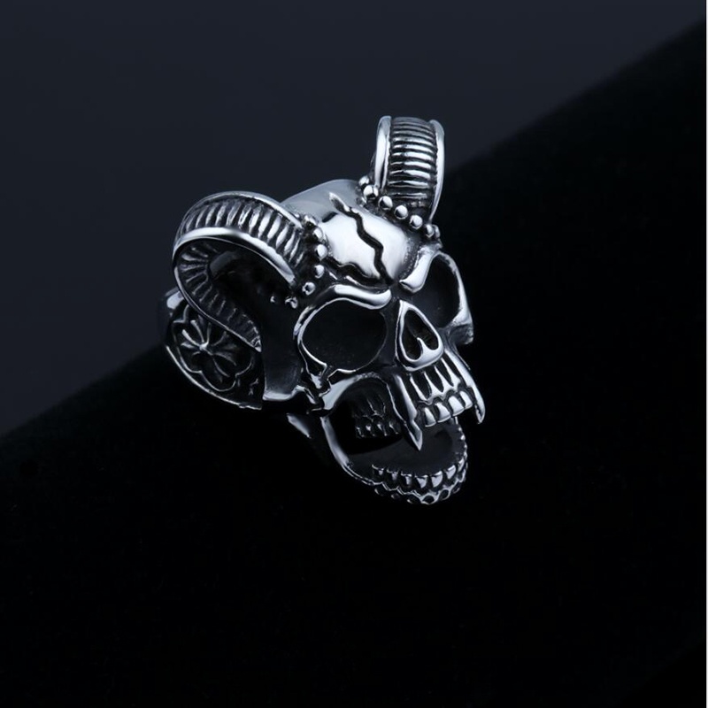 Cincin Bentuk Tengkorak Adjustable Gaya Retro Untuk Pria
