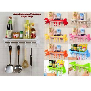 Rak Kamar Mandi Dapur Rak Gantungan  Vacum Tanpa Paku 