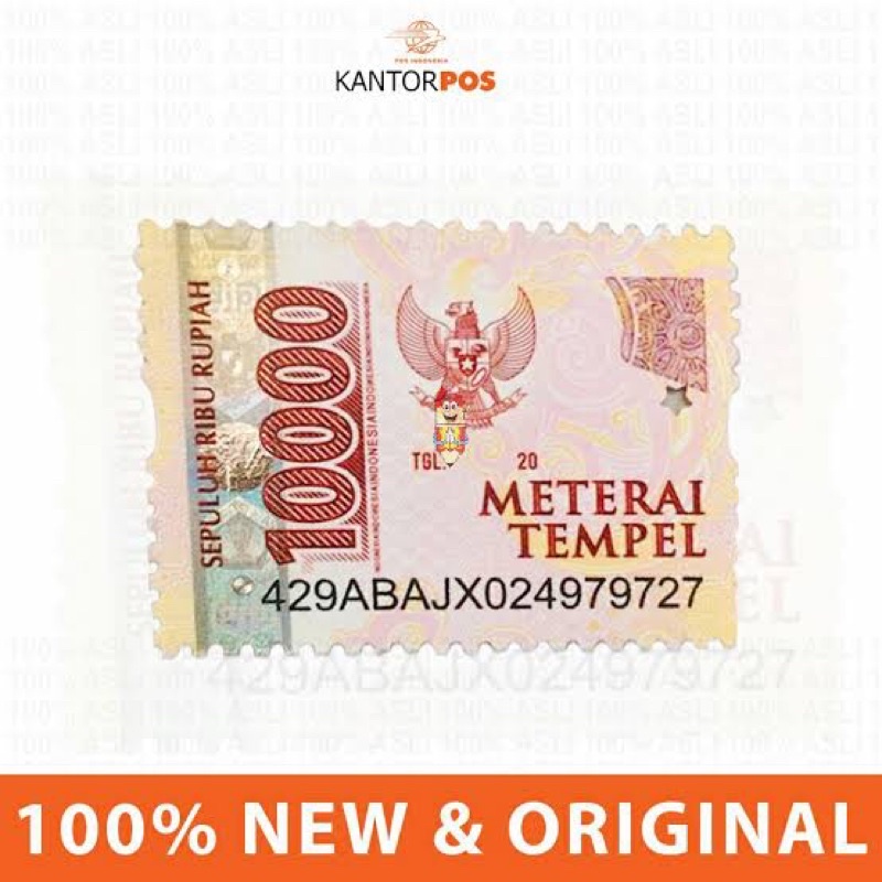Meterai Tempel asli pos Indonesia, materai tempel surat menyurat, meterai 10000 materai 10000