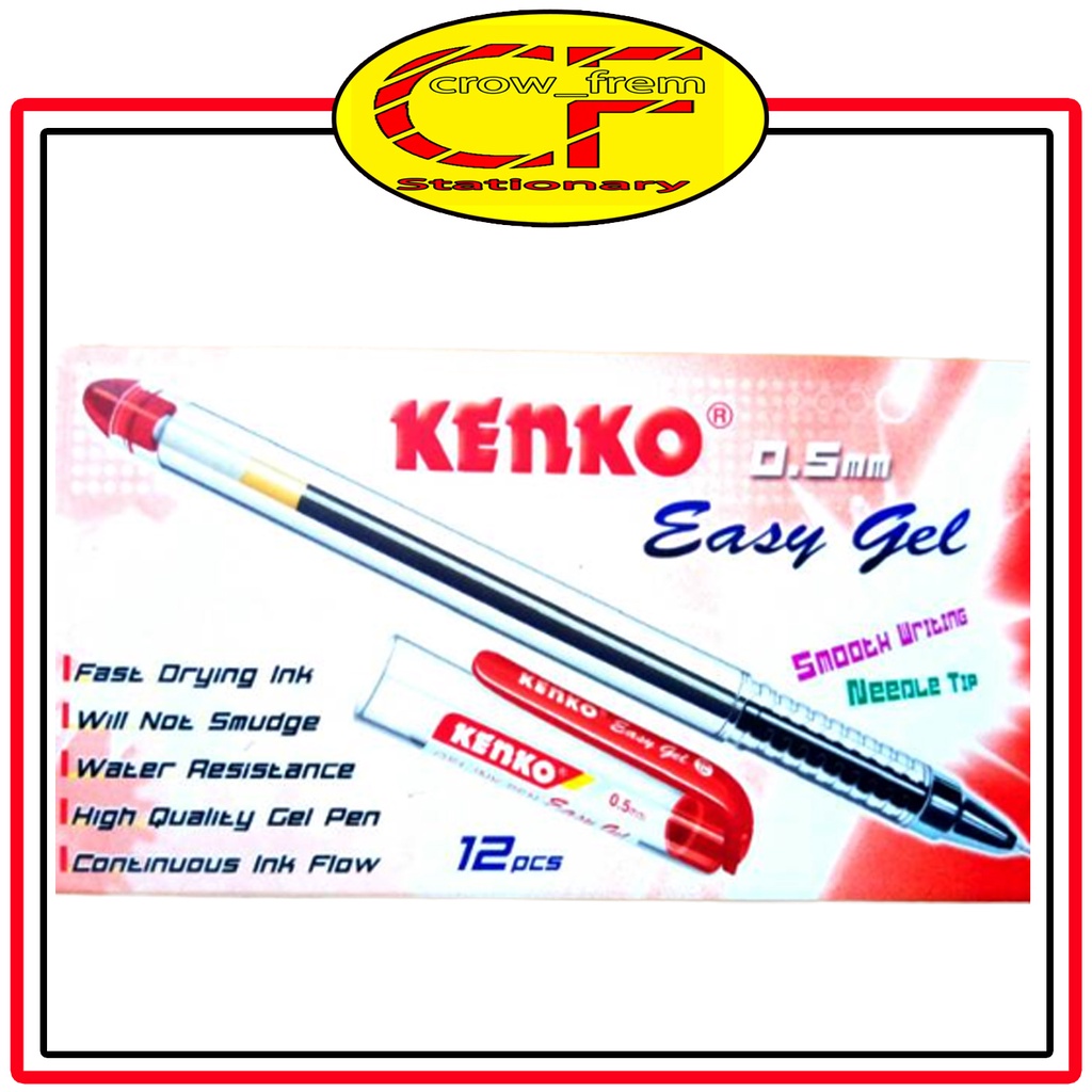 

Pulpen Easy Gel KENKO 1 Lusin Merah