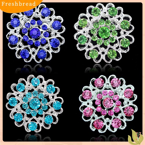 [ TERLARIS]Rhinestone Crystal Brooch Hollow Out Collar Pin Silver Plated Flower Jewelry