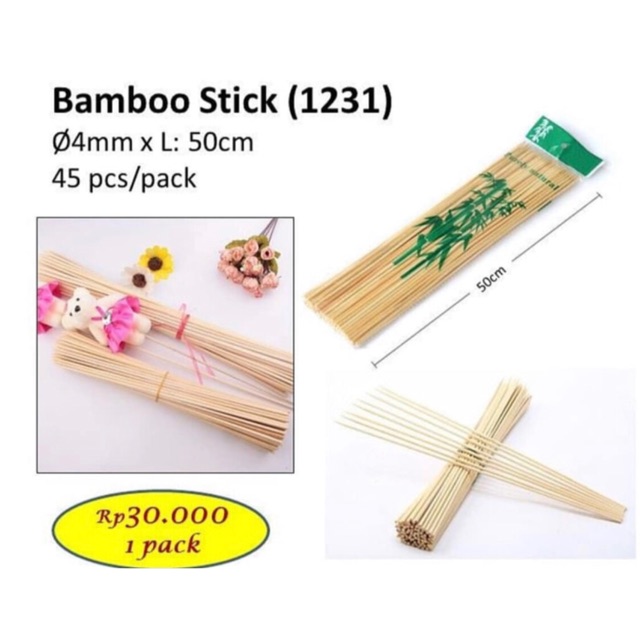 Bamboo stick bambu tusuk sate jumbo super tebal HQ barang florist alat dekot stik(1231)
