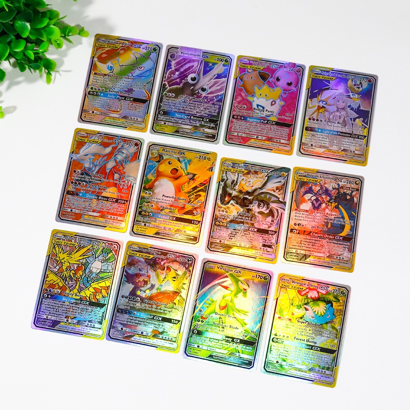 100pcs / Kotak Kartu Pikachu GX Bahasa Inggris Untuk Latihan Perang