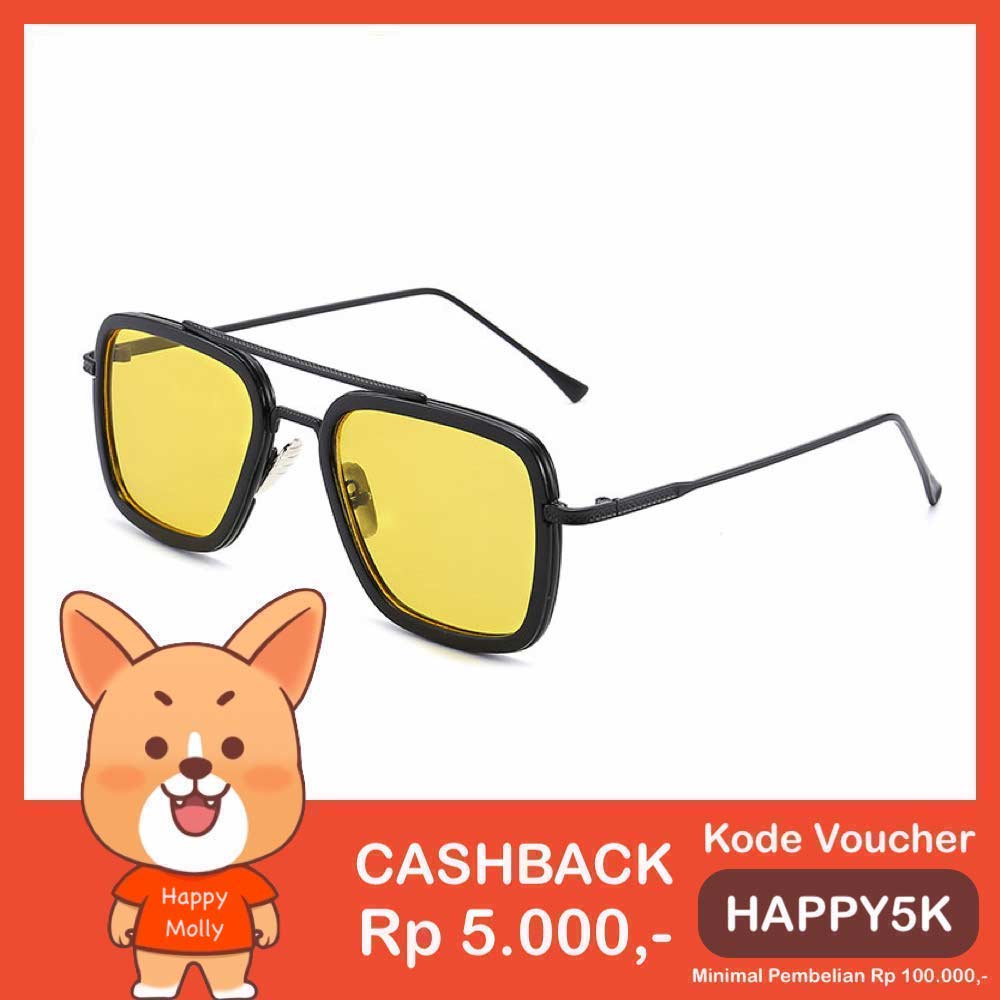 Kacamata Anti UV400 [ Hitam Kuning ] Sunglasses Pria &amp; Wanita - Design Korea - HM8033