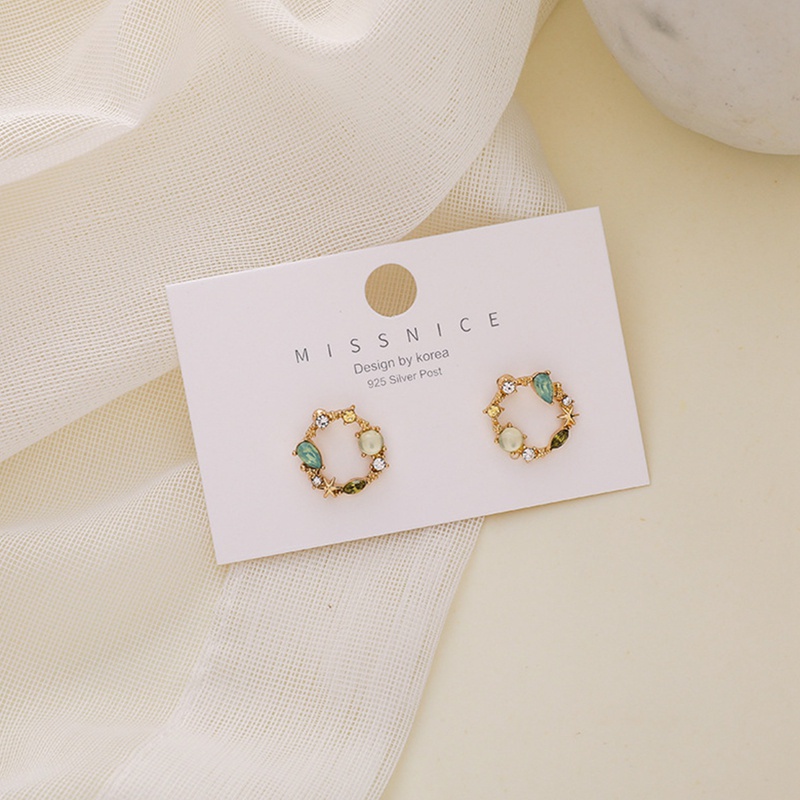 Fancyqube Anting 925 Silver Needle Bentuk Lingkaran Kecil Aksen Berlian Gaya Eropa 18k
