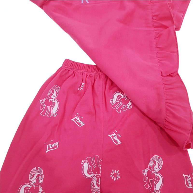 SETELAN BAJU ANAK PEREMPUAN SIKUNING SRL1 MOTIF PONI 2-7 TAHUN NEW