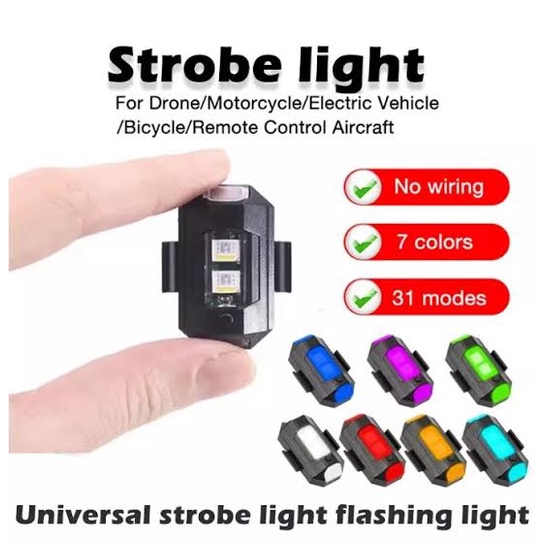 Lampu LED Kedip PESAWAT RGB Strobo 7 Warna USB mobil sepeda motor