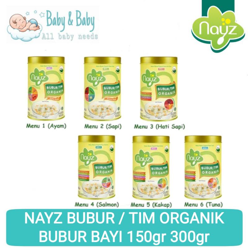 Nayz Bubur Bayi Tim Organik Kemasan Kaleng 150gr 300gr - Beras Organik - Bubur Beras Mpasi