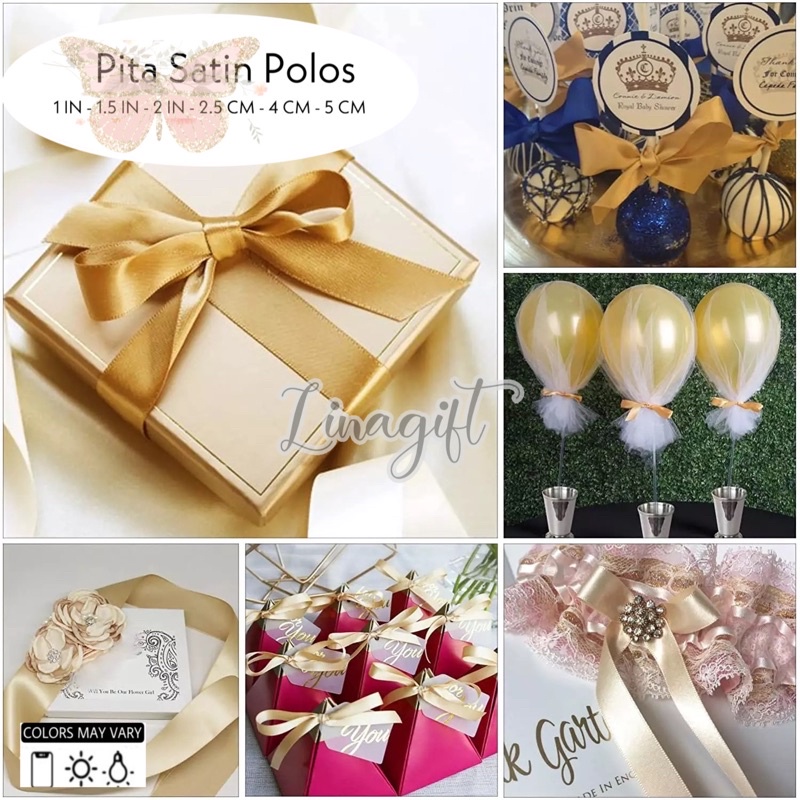 ( Rol 20 Yard ) PITA SATIN  POLOS 25MM 1IN - SATEEN RIBBON - PITA KADO 2,5CM