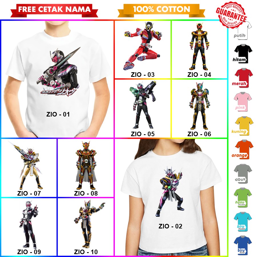 [FREE NAMA!!] Baju Kaos COUPLE  ANAK DAN DEWASA KAMEN RIDER ZIO BANYAK MOTIF