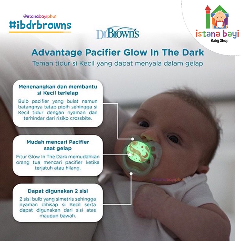 Dr.Brown’s Advantage Pacifier Glow in The Dark - Empeng Bayi pa22005