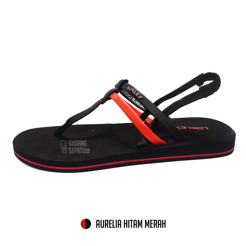 LOXLEY AURELIA - Sandal Wanita Black Red Size 37-40 Terjangkau Gratis Ongkir