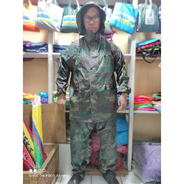 JAS HUJAN LORENG  | JAS HUJAN SETELAN LORENG DORENG ARMY TNI | JAKET CELANA HUJAN DORENG LORENG ARMY