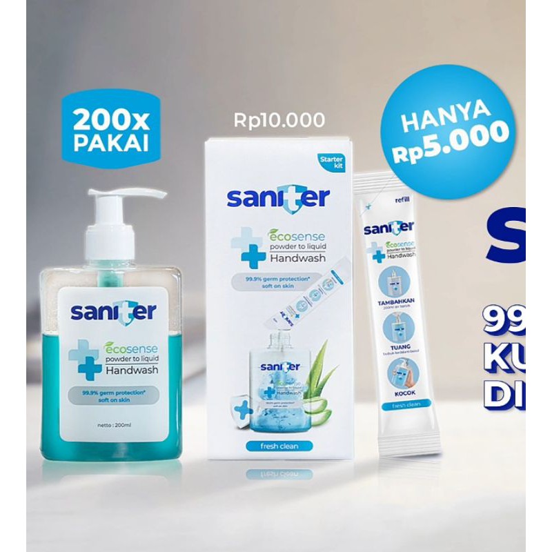 SANITER Hand Wash Biang Cuci tangan Botol+Reffil 200x pemakaian