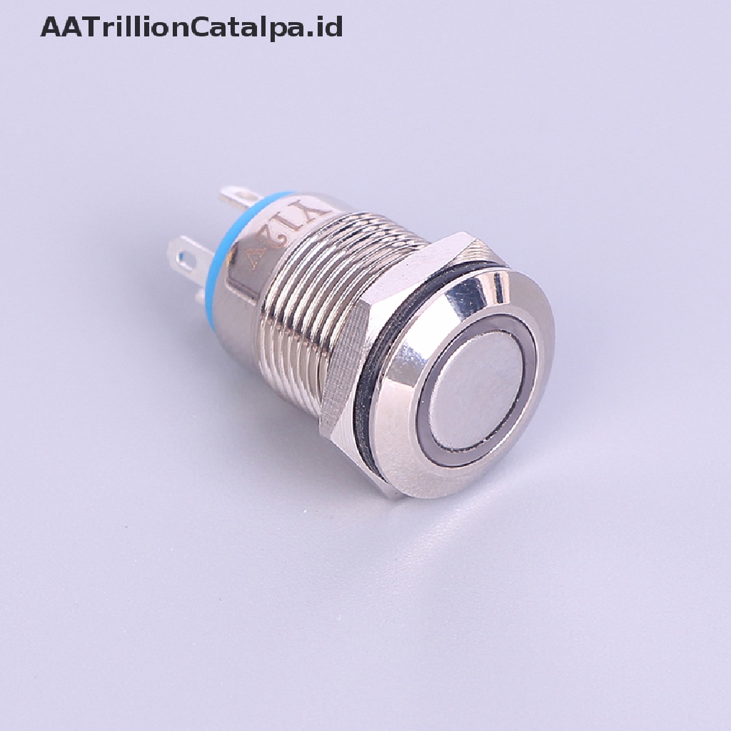 (AATrillionCatalpa) Tombol Tekan 12mm Bahan Metal Dengan Lampu LED