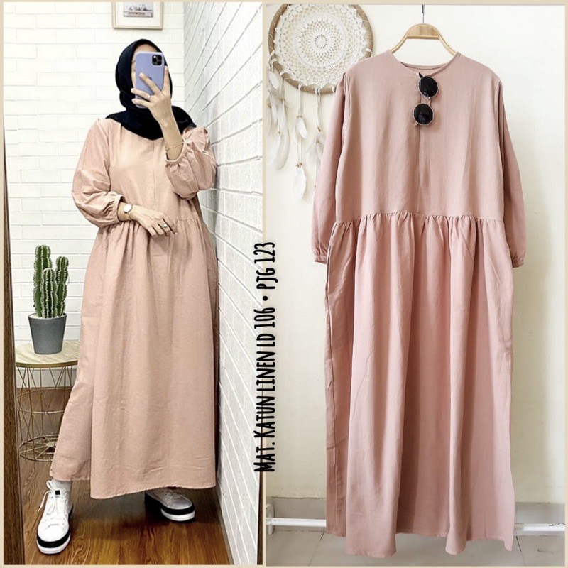 gamis katun linen