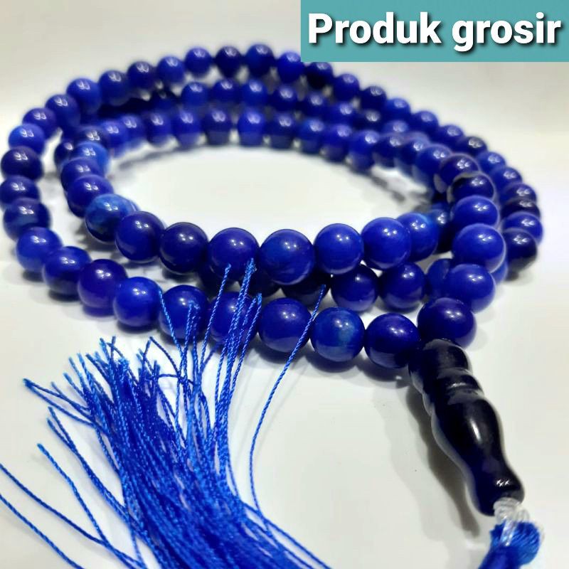 TASBIH 99BUTIR 8MM BATU BLUE JADE ROYAL BLUE COLOR ORIGINAL